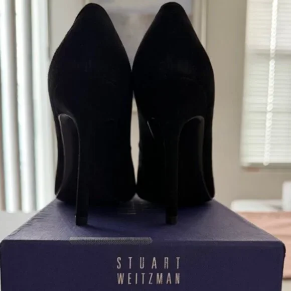 STUART WEITZMAN NOUVEAU BLACK SUEDE 100 MM PUMPS SIZE 6 M - NEW TAGS